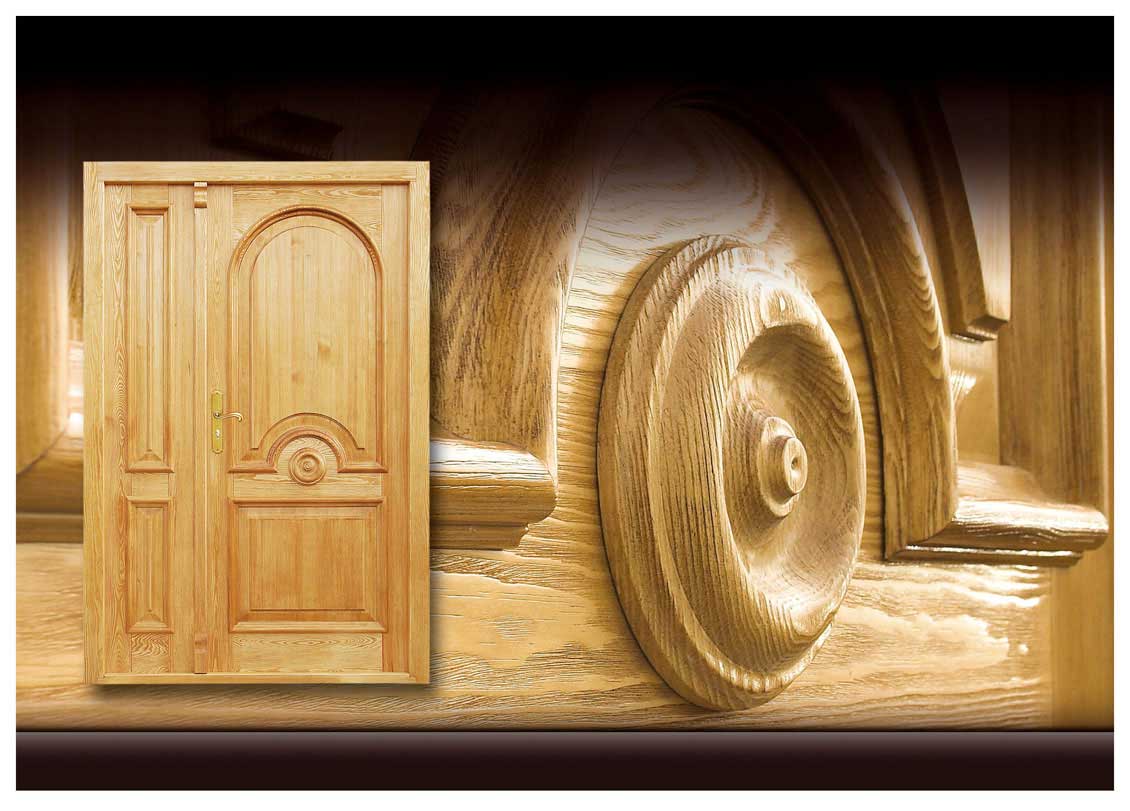 Ładne drzwi wewnętrzne na wymiar o naturalnej barwie drewna.